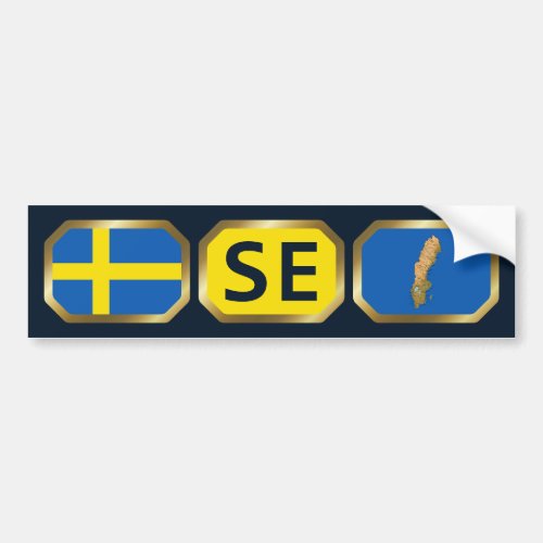 Sweden Flag Map Code Bumper Sticker
