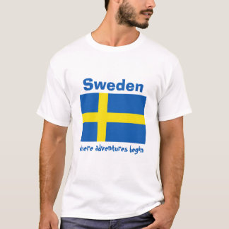 Sweden Flag + Map + Text T-Shirt