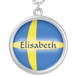 Sweden Flag + Name Necklace