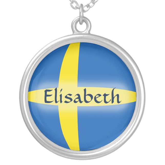 Sweden Flag + Name Necklace (Front)