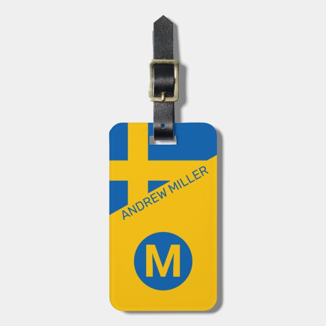 Sweden Flag Personalized modern travel luggage  Tag (Front Vertical)