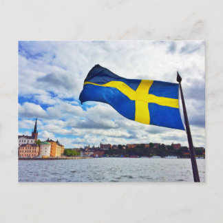 Sweden flag postcard