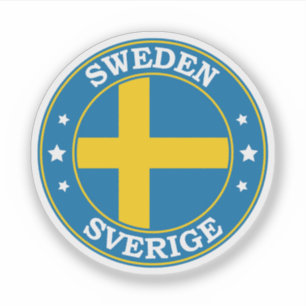 Sweden Flag Round Circle Emblem Sticker