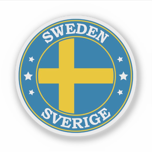 Sweden Flag Round Circle Emblem Sticker (Front)