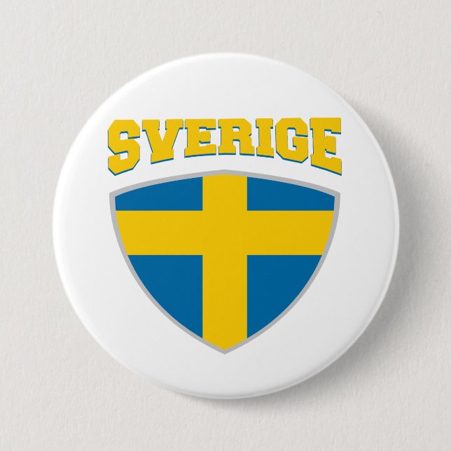 Sweden Flag Shield Badge Button (Front)