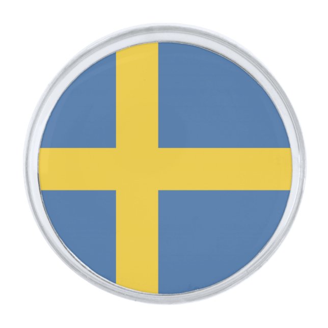 Sweden flag silver finish lapel pin (Front)