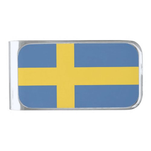 Sweden flag silver finish money clip