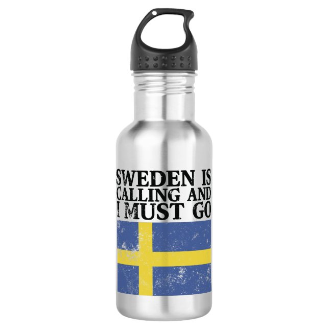 Sweden Flag Stainless Steel Water Bottle (Front)