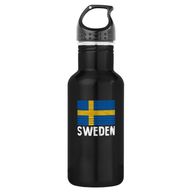 Sweden Flag Stainless Steel Water Bottle (Front)