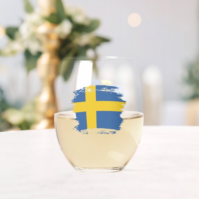 Sweden flag stemless wine glass (Insitu (Wedding))