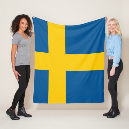 Sweden flag Swedish Fleece Blanket