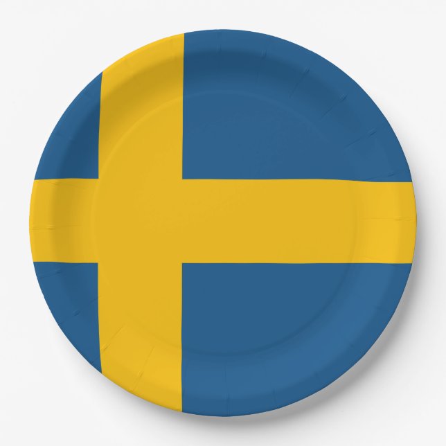 Sweden flag Swedish Paper Plates (Front)