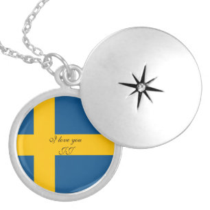 Sweden flag Swedish Silver Plated Necklace