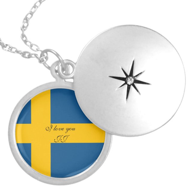 Sweden flag Swedish Silver Plated Necklace (Front)
