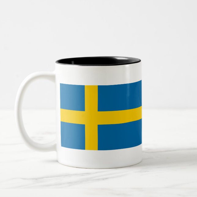 Sweden Flag Two-Tone Coffee Mug (Left)