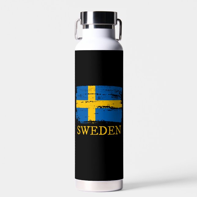 Sweden Flag Water Bottle (Front)