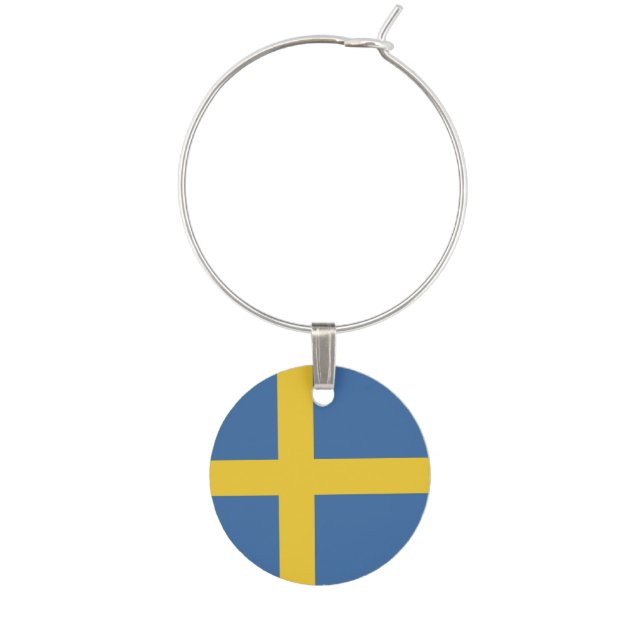 Sweden flag wine charm (Front)