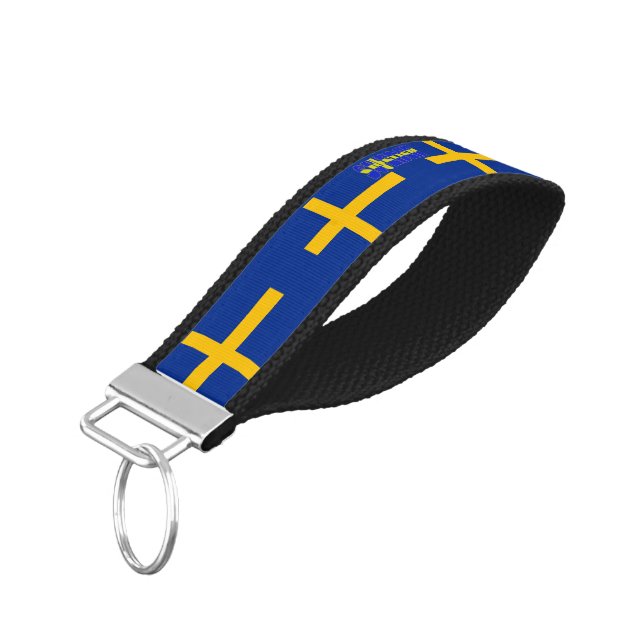 Sweden flag wrist keychain (Angled Down)