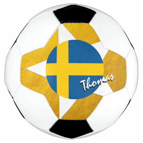 Sweden Football  Gold Swedish Flag Soccer Ball