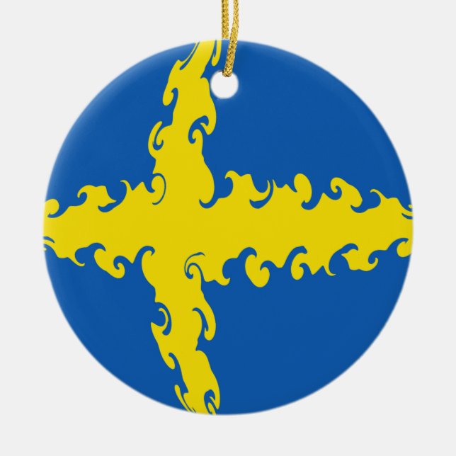 Sweden Gnarly Flag Ceramic Ornament (Front)