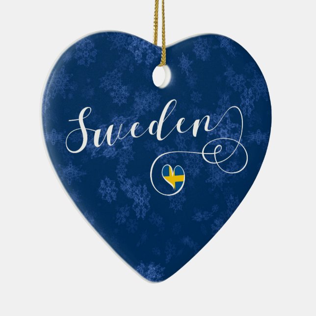 Sweden Heart, Christmas Tree Ornament, Swedish Ceramic Ornament (Right)