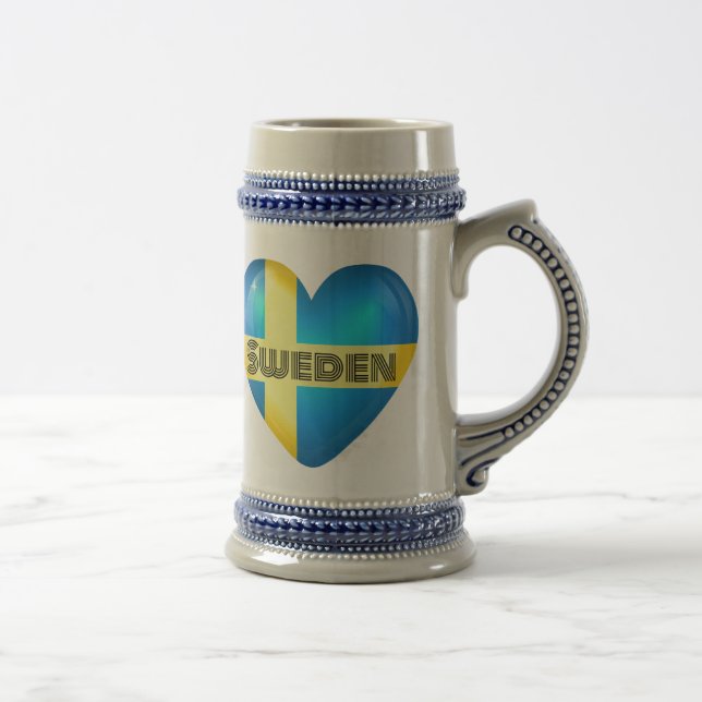 Sweden Heart Flag Beer Stein (Right)