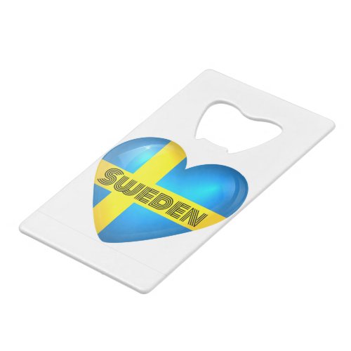 Sweden Heart Flag Credit Card Bottle Opener