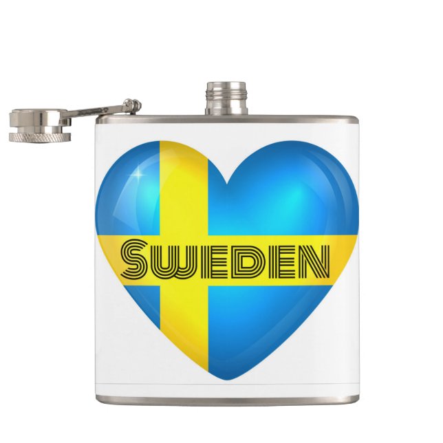 Sweden Heart Flag Hip Flask (Opened)