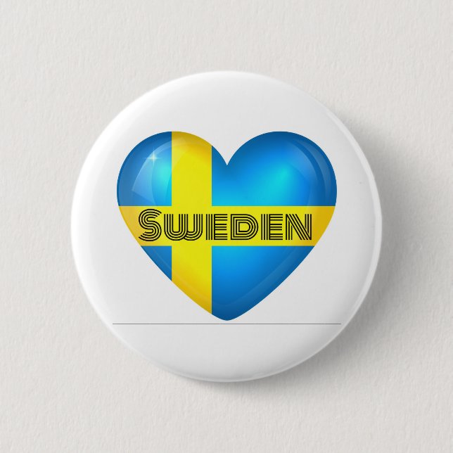 Sweden Heart Flag Pinback Button (Front)