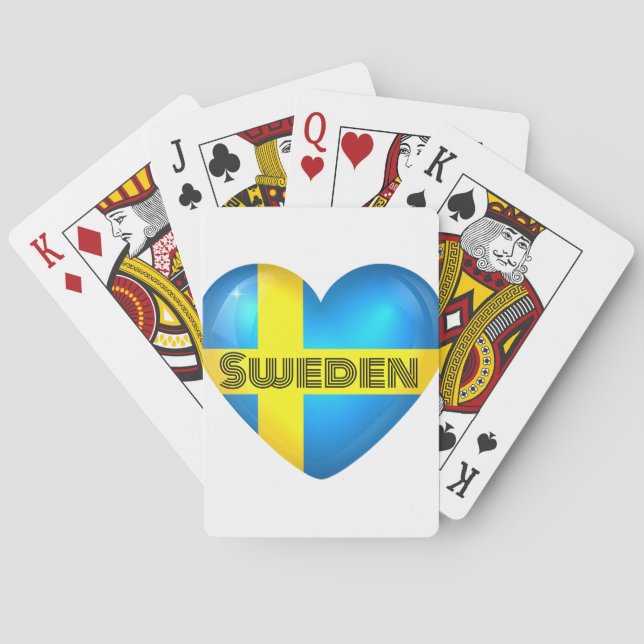 Sweden Heart Flag Poker Cards (Back)