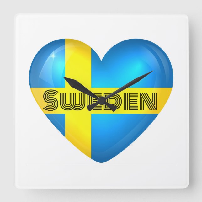 Sweden Heart Flag Square Wall Clock (Front)