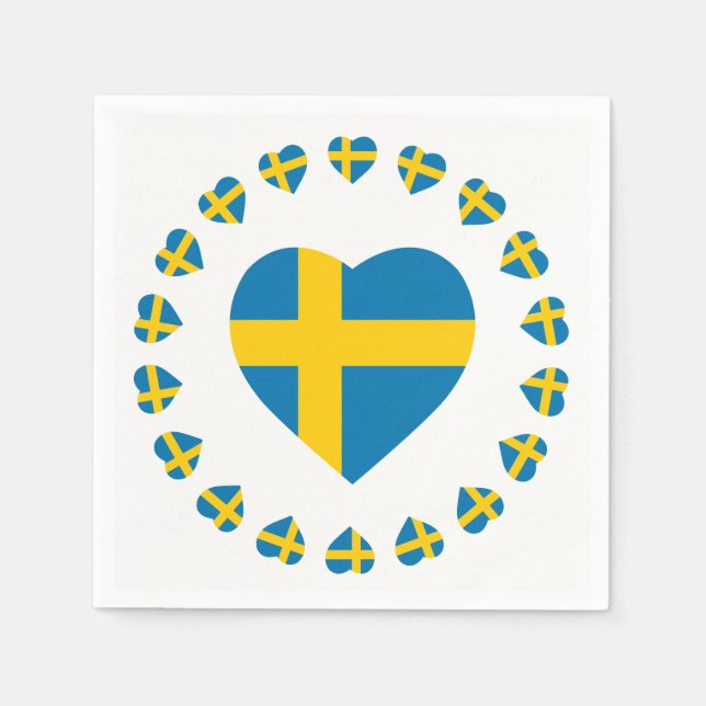 SWEDEN HEART SHAPE FLAG NAPKINS (Front)