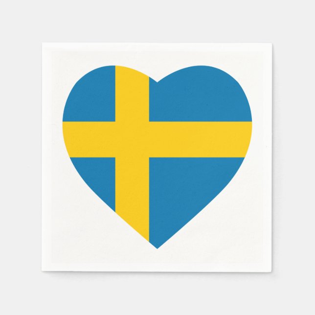 SWEDEN HEART SHAPE FLAG PAPER NAPKINS (Front)
