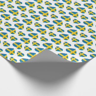 SWEDEN HEART SHAPE FLAG WRAPPING PAPER