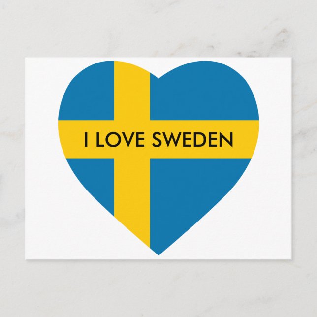 SWEDEN HEART SHAPED FLAG POSTCARD (Front)
