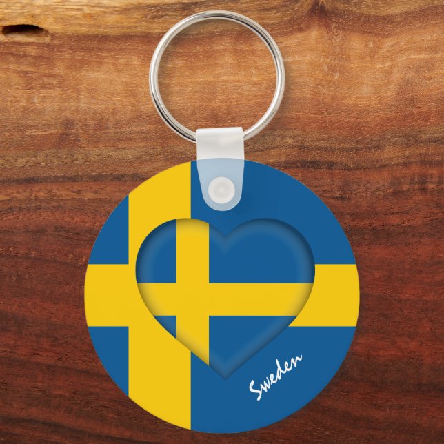 Sweden & Heart, Swedish Flag fashion /sport Keychain (Front)
