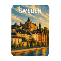 Sweden Illustration Travel Art Vintage
