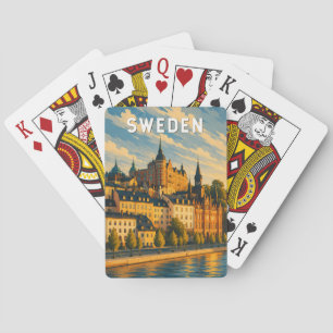 Sweden Illustration Travel Art Vintage Poker Cards