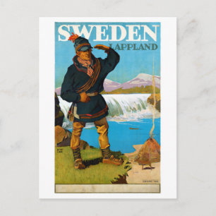Sweden Lappland Vintage Travel Poster Restored Postcard