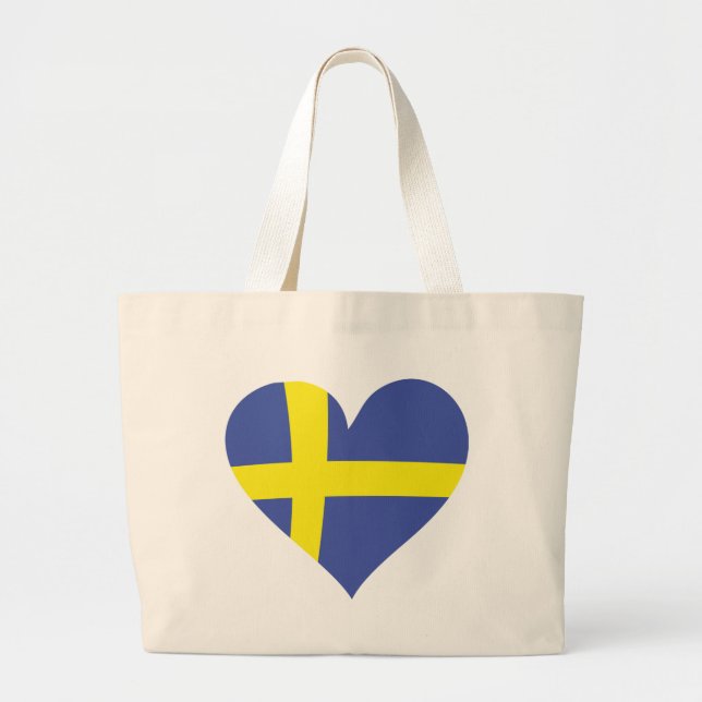 sweden love heart - swedish flag large tote bag (Front)