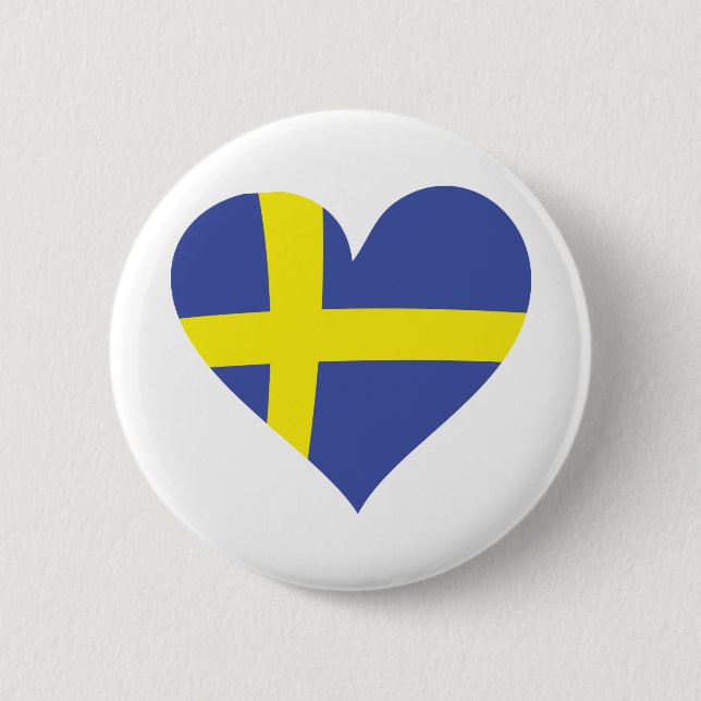sweden love heart - swedish flag pinback button (Front)