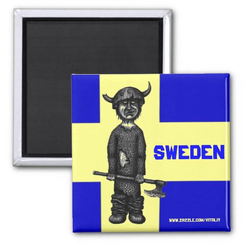 Sweden magnet with funny viking