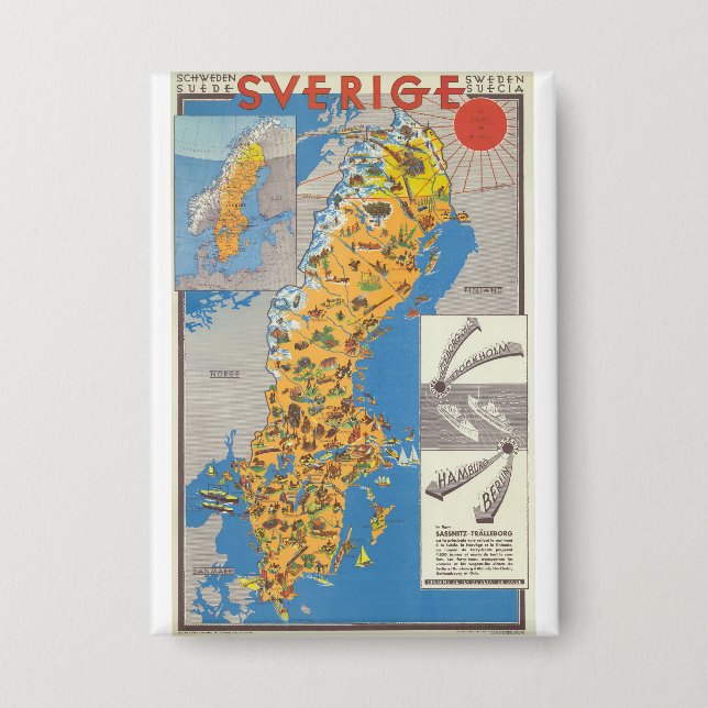 Sweden Map Button (Front)
