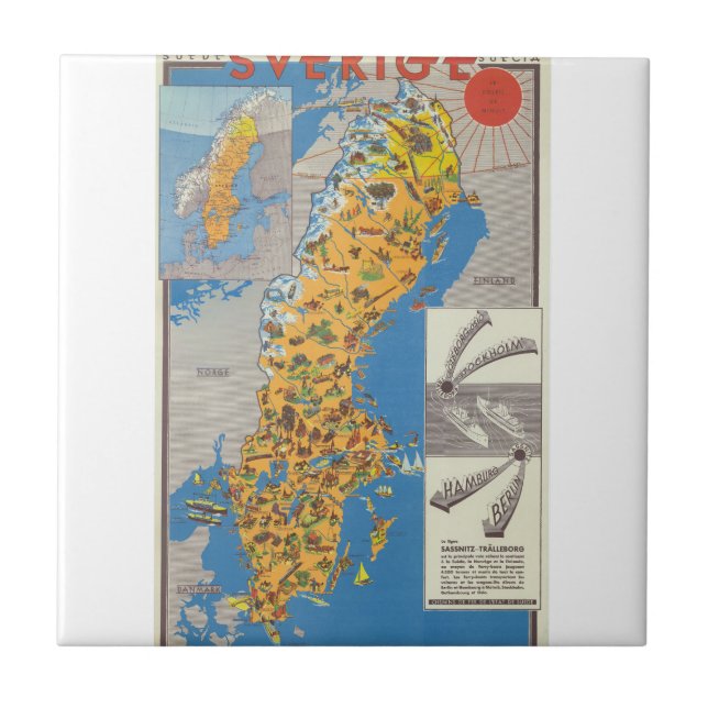 Sweden Map Ceramic Tile (Front)