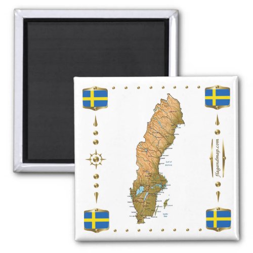 Sweden Map  Flags Magnet