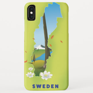 Sweden map illustrated travel poster. iPhone XS max case