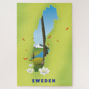 Sweden map illustrated travel poster. jigsaw puzzle