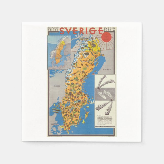 Sweden Map Napkins (Front)