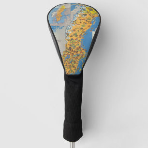 Sweden Map Scandinavian Cartographic Art Golf Head Cover