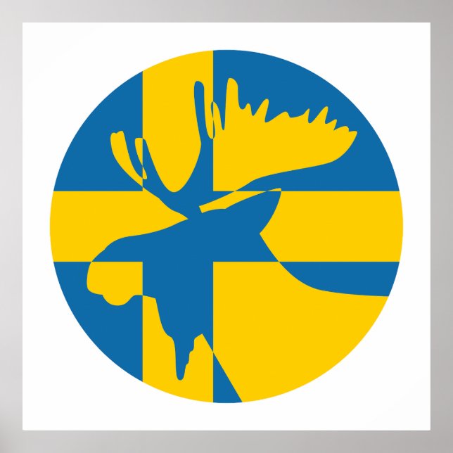 Sweden Moose Swedish National Animal Flag Poster (Front)
